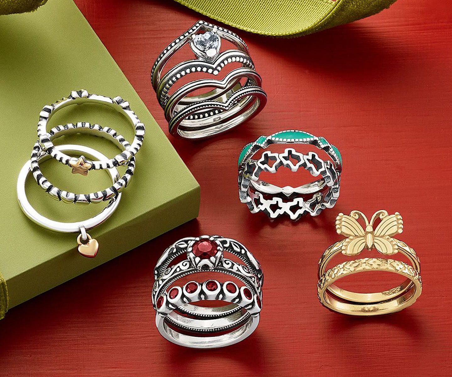 A variety of stacked rings from James Avery.