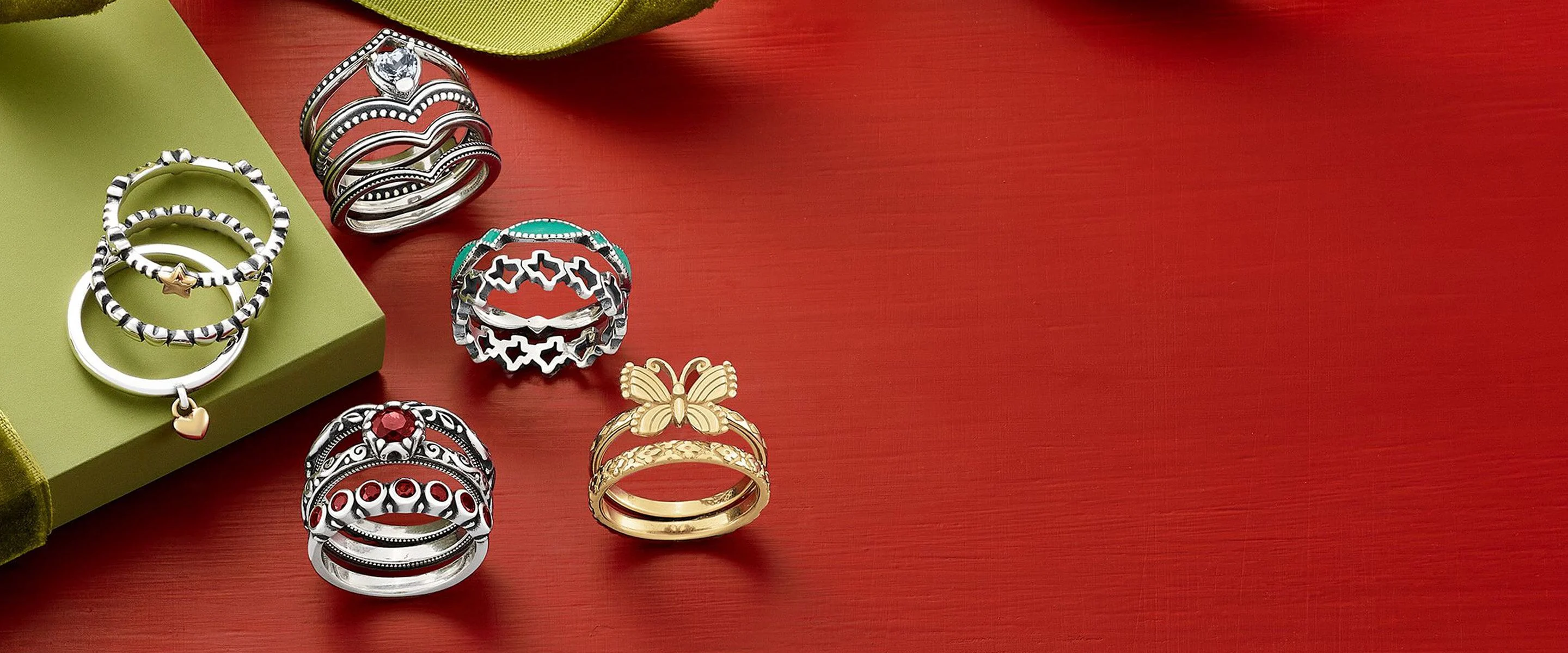 A variety of stacked rings from James Avery.