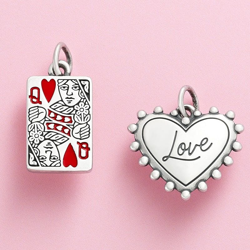 Sterling silver heart charms.