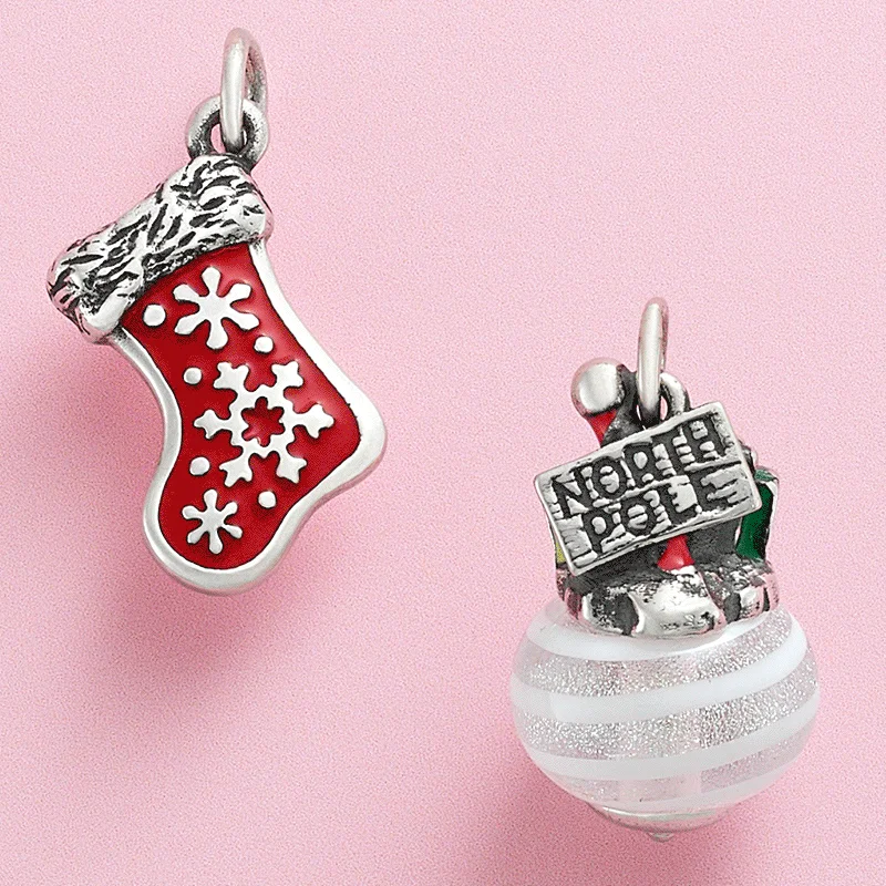 Sterling silver holiday charms.