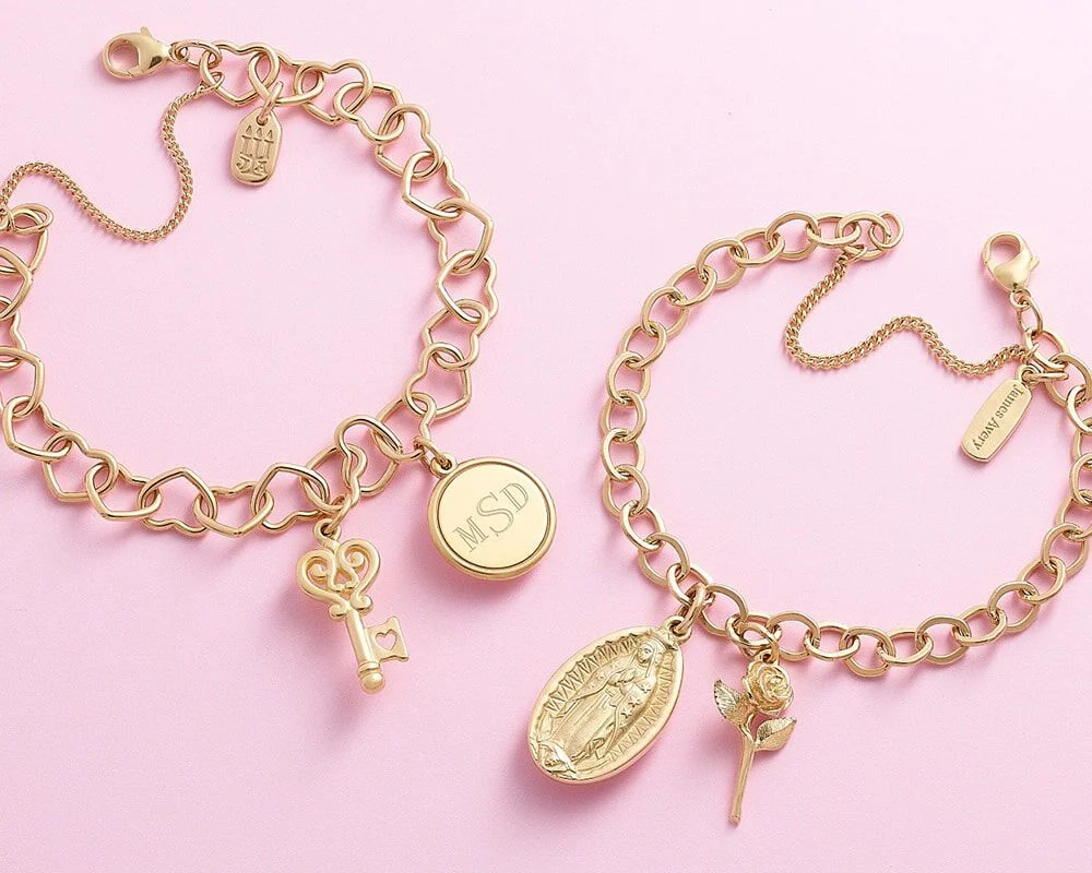 Gold bracelets and charms from James Avery.