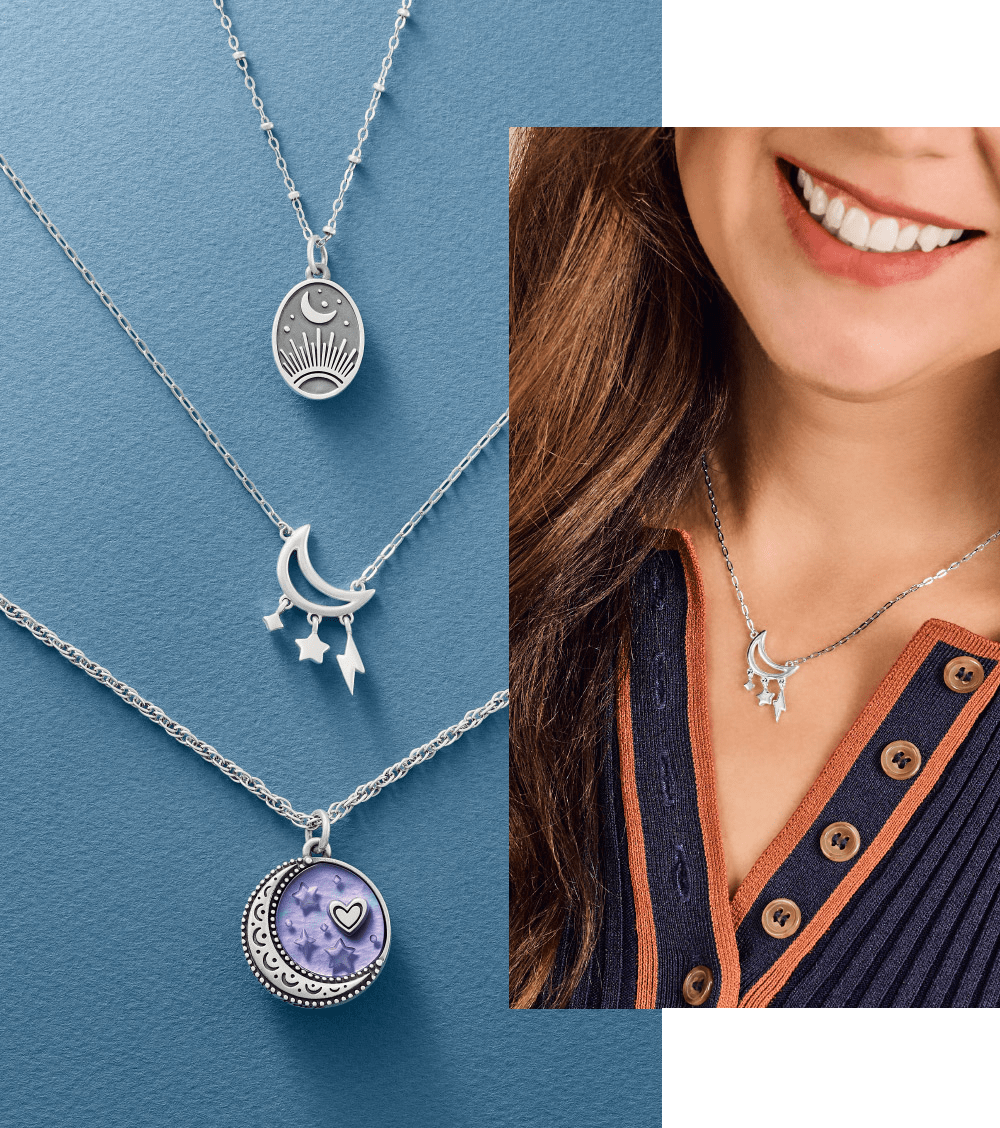 Layered Necklaces Featuring Celestial Designs