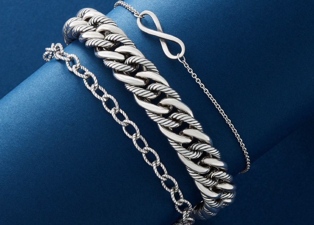 Layered sterling silver bracelets